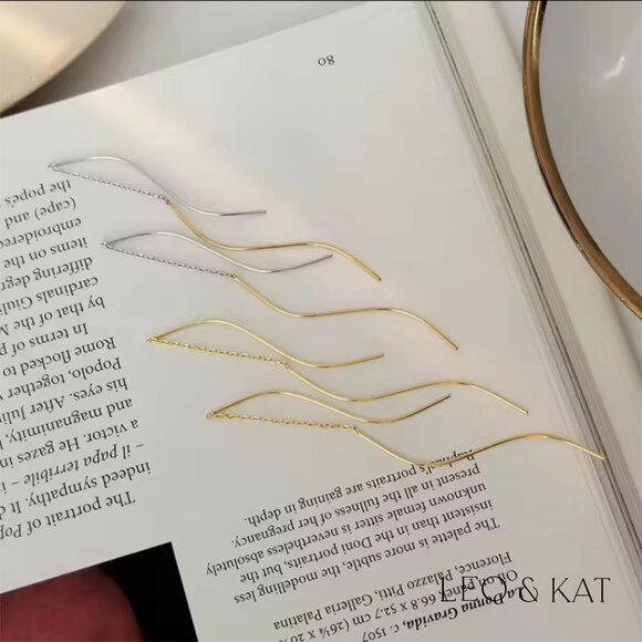 Gold and Silver Threader Earrings. 925 Sterling Silver. #1063 - Picture 3 of 5